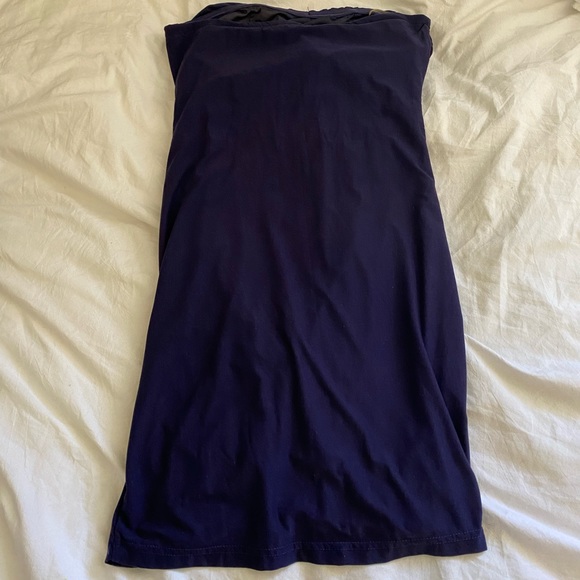 Retro Y2K Dark Purple Strapless Dress w/ Wrap Detailing and Faux Stone Detailing - Picture 5 of 5